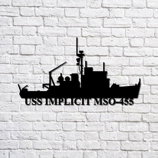 US Navy Metal Sign, Uss Implicit Mso455 Navy Ship Metal Sign, Memory Wall Metal Sign, Navy Veteran Metal Sign