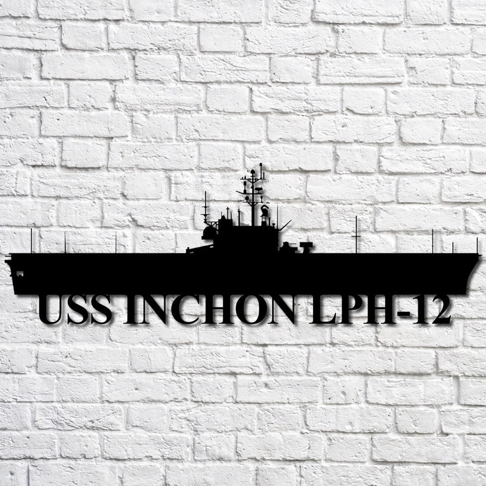 US Navy Metal Sign, Uss Inchon Lph12 Navy Ship Metal Art, Custom Us Navy Ship Cut Metal Sign, Navy Veteran Metal Sign