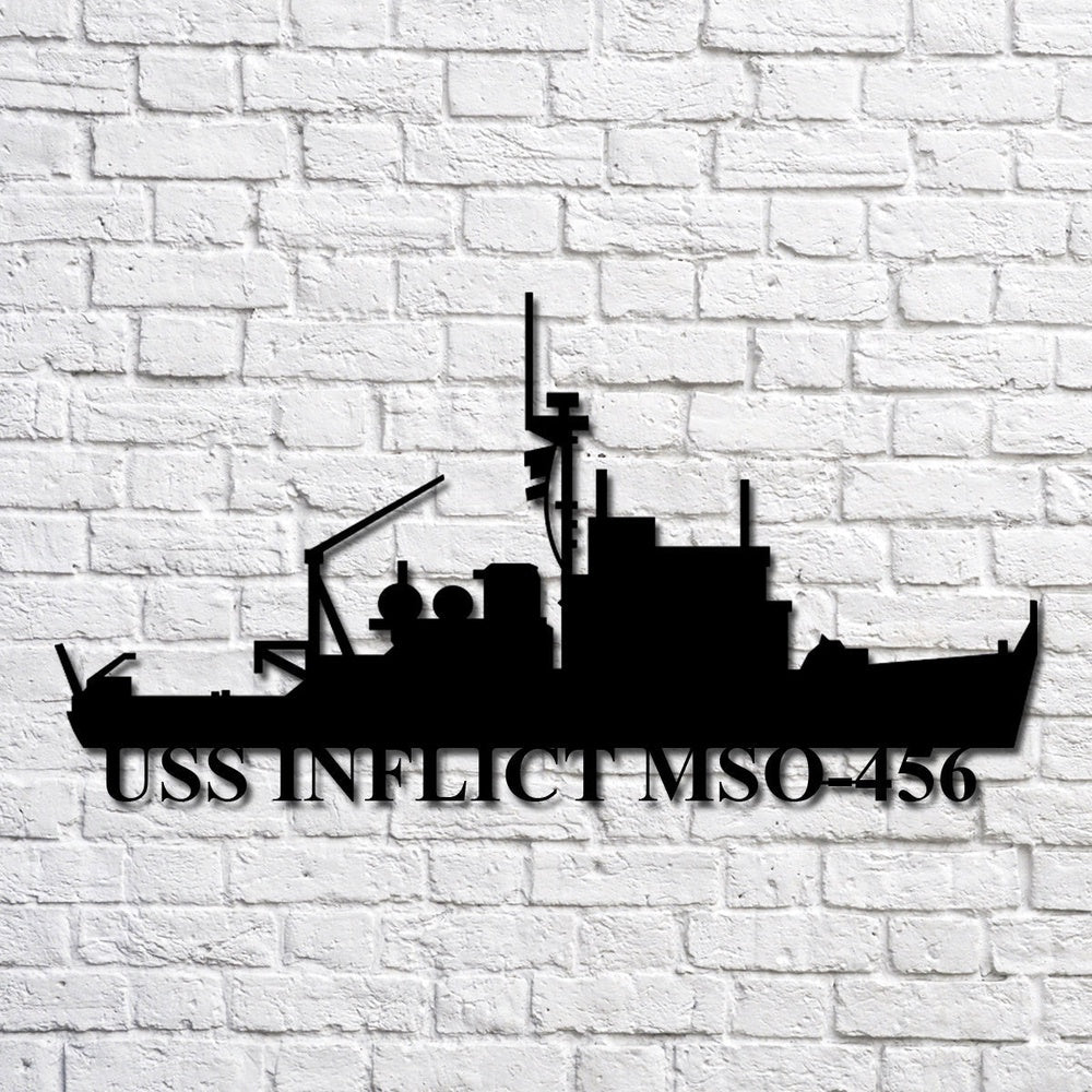 US Navy Metal Sign, Uss Inflict Mso456 Navy Ship Metal Art, Custom Us Navy Ship Cut Metal Sign, Navy Veteran Metal Sign