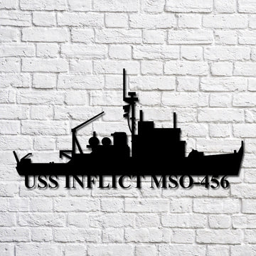 US Navy Metal Sign, Uss Inflict Mso456 Navy Ship Metal Art, Custom Us Navy Ship Cut Metal Sign, Navy Veteran Metal Sign