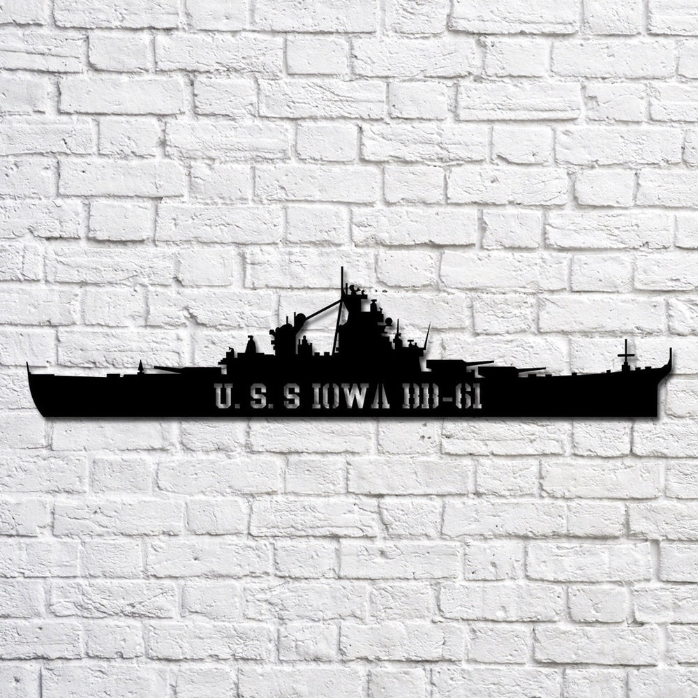 US Navy Metal Sign, Uss Iowa Bb61 Navy Ship Metal Art, Navy Veteran Metal Sign