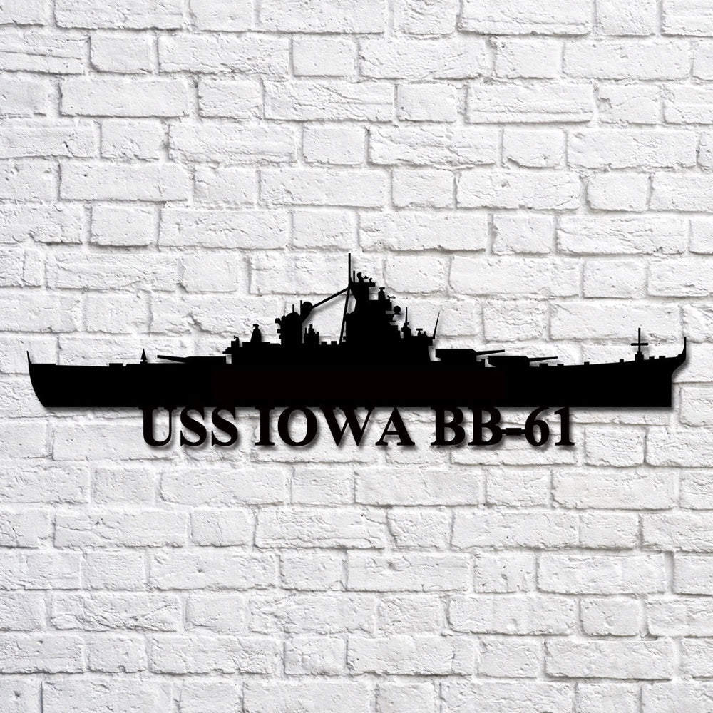 US Navy Metal Sign, Uss Iowa Bb61 V2 Navy Ship Metal Art, Custom Us Navy Ship Cut Metal Sign, Navy Veteran Metal Sign