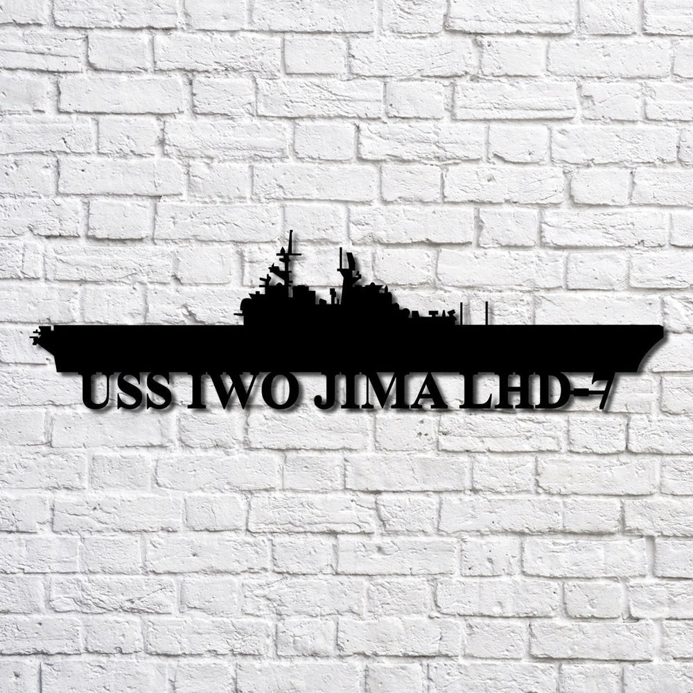US Navy Metal Sign, Uss Iwo Jima Lhd7 Navy Ship Metal Art, Custom Us Navy Ship Cut Metal Sign, Navy Veteran Metal Sign