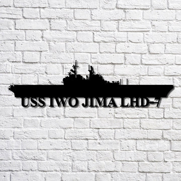 US Navy Metal Sign, Uss Iwo Jima Lhd7 Navy Ship Metal Art, Custom Us Navy Ship Cut Metal Sign, Navy Veteran Metal Sign