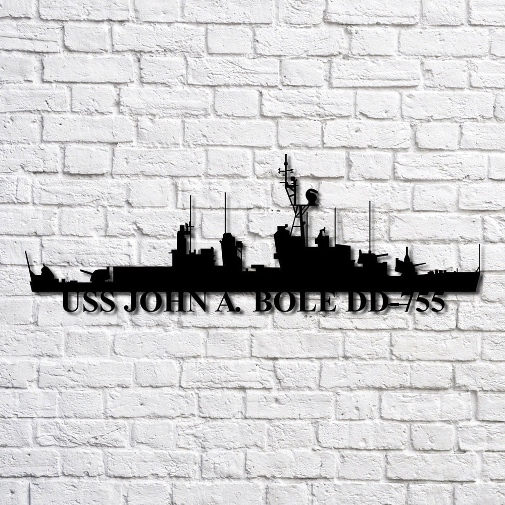 US Navy Metal Sign, Uss John A Bole Dd755 Navy Ship Metal Art, Custom Us Navy Ship Cut Metal Sign, Navy Veteran Metal Sign