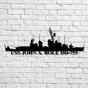 US Navy Metal Sign, Uss John A Bole Dd755 Navy Ship Metal Art, Custom Us Navy Ship Cut Metal Sign, Navy Veteran Metal Sign