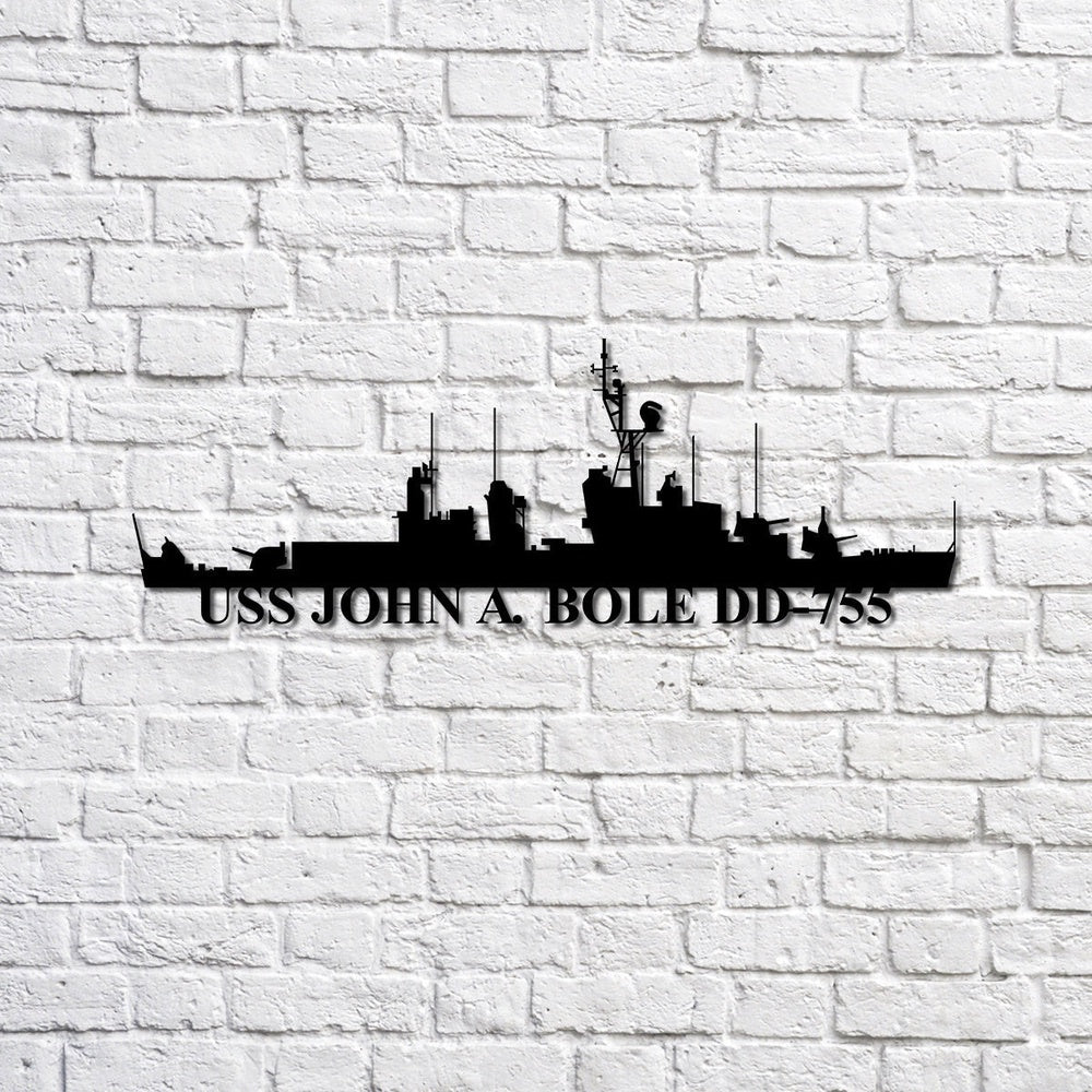 US Navy Metal Sign, Uss John A Bole Dd755 Navy Ship Metal Sign, Memory Wall Metal Sign, Navy Veteran Metal Sign