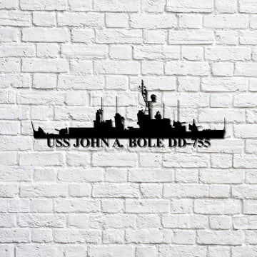 US Navy Metal Sign, Uss John A Bole Dd755 Navy Ship Metal Sign, Memory Wall Metal Sign, Navy Veteran Metal Sign