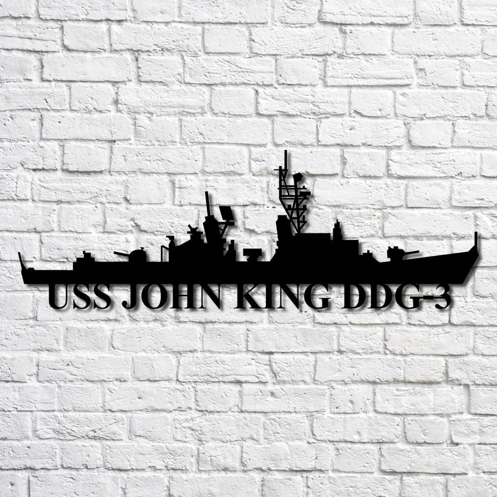 US Navy Metal Sign, Uss John King Ddg3 Navy Ship Metal Art, Custom Us Navy Ship Cut Metal Sign, Navy Veteran Metal Sign