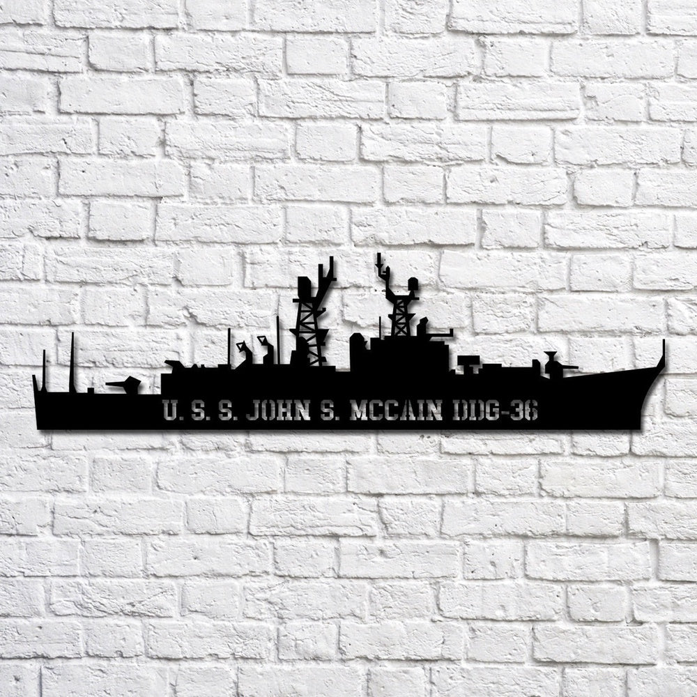 US Navy Metal Sign, Uss John S Mccain Ddg 36 Navy Ship Metal Art, Custom Us Navy Ship Cut Metal Sign, Navy Veteran Metal Sign