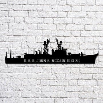 US Navy Metal Sign, Uss John S Mccain Ddg 36 Navy Ship Metal Art, Custom Us Navy Ship Cut Metal Sign, Navy Veteran Metal Sign