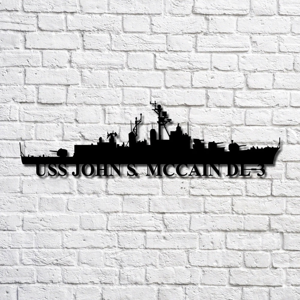 US Navy Metal Sign, Uss John S Mccain Dl3 Navy Ship Metal Art, Custom Us Navy Ship Cut Metal Sign, Navy Veteran Metal Sign