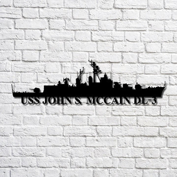 US Navy Metal Sign, Uss John S Mccain Dl3 Navy Ship Metal Art, Custom Us Navy Ship Cut Metal Sign, Navy Veteran Metal Sign