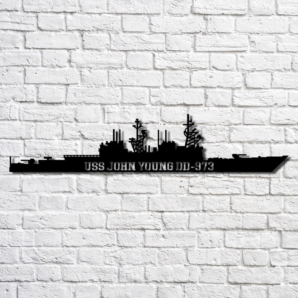 US Navy Metal Sign, Uss John Young Dd973 Navy Ship Metal Art, Custom Us Navy Ship Cut Metal Sign, Navy Veteran Metal Sign
