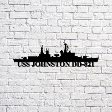 US Navy Metal Sign, Uss Johnston Dd821 Navy Ship Metal Sign, Memory Wall Metal Sign, Navy Veteran Metal Sign