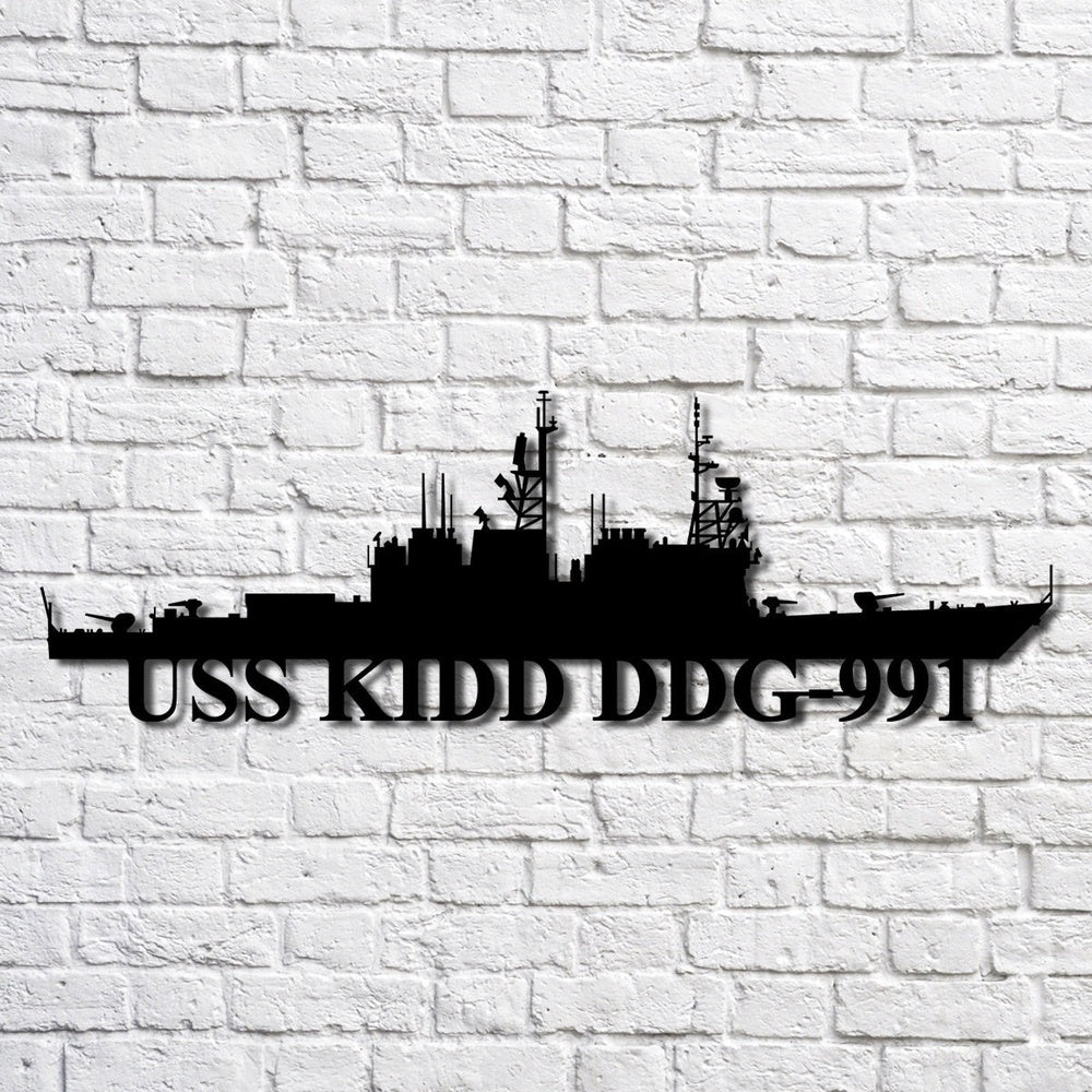 US Navy Metal Sign, Uss Kidd Ddg991 Navy Ship Metal Art, Custom Us Navy Ship Cut Metal Sign, Navy Veteran Metal Sign