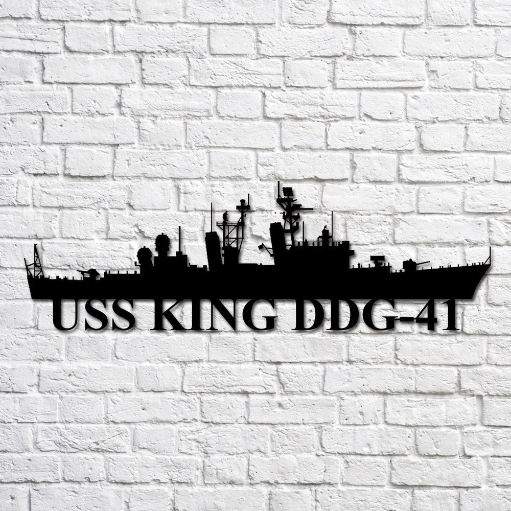 US Navy Metal Sign, Uss King Ddg41 Navy Ship Metal Art, Custom Us Navy Ship Cut Metal Sign, Navy Veteran Metal Sign