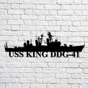 US Navy Metal Sign, Uss King Ddg41 Navy Ship Metal Art, Custom Us Navy Ship Cut Metal Sign, Navy Veteran Metal Sign