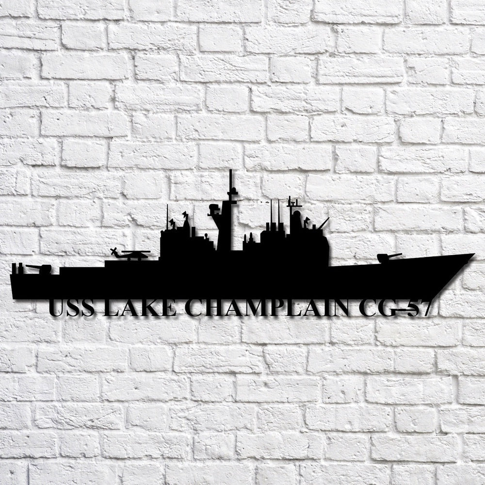 US Navy Metal Sign, Uss Lake Champlain Cg57 Navy Ship Metal Art, Custom Us Navy Ship Cut Metal Sign, Navy Veteran Metal Sign