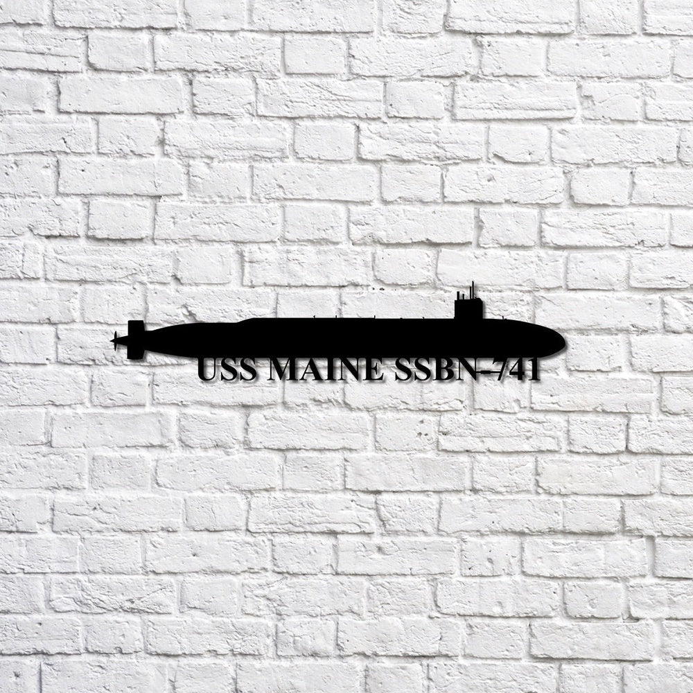 US Navy Metal Sign, Uss Maine Ssbn741 Navy Ship Metal Sign, Memory Wall Metal Sign, Navy Veteran Metal Sign