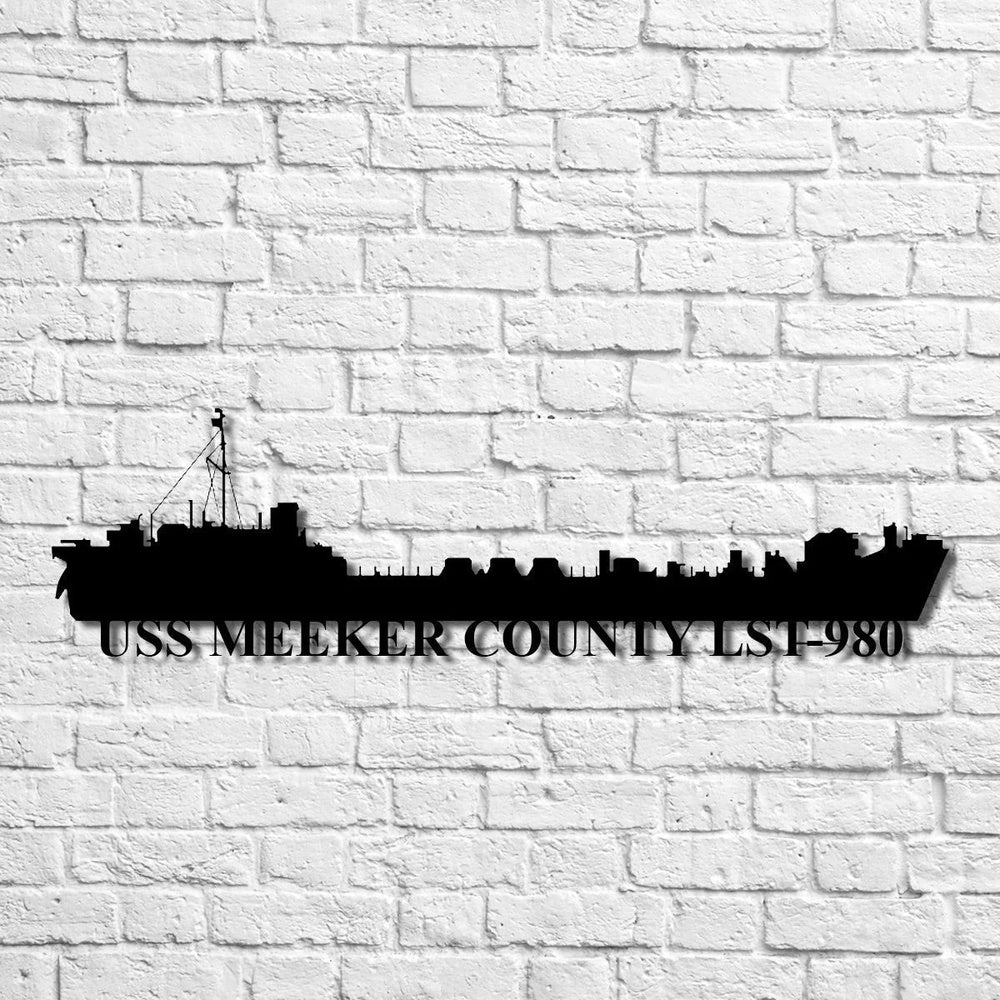 US Navy Metal Sign, Uss Meeker County Lst980 Navy Ship Metal Art, Custom Us Navy Ship Cut Metal Sign, Navy Veteran Metal Sign