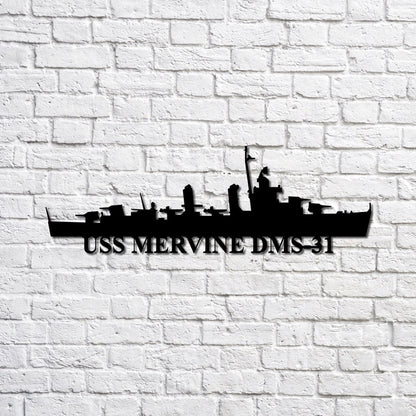 US Navy Metal Sign, Uss Mervine Dms31 Navy Ship Metal Sign, Memory Wall Metal Sign, Navy Veteran Metal Sign