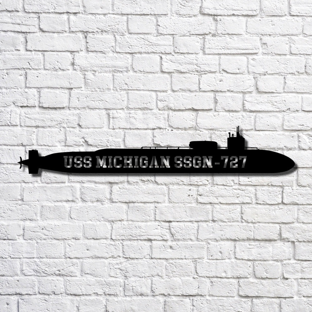 US Navy Metal Sign, Uss Michigan Ssgn727 Navy Ship Metal Art, Custom Us Navy Ship Cut Metal Sign, Navy Veteran Metal Sign