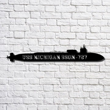 US Navy Metal Sign, Uss Michigan Ssgn727 Navy Ship Metal Art, Custom Us Navy Ship Cut Metal Sign, Navy Veteran Metal Sign