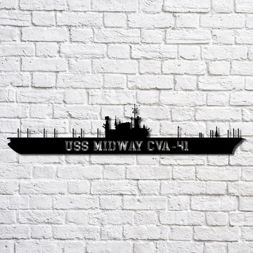 US Navy Metal Sign, Uss Midway Cva41 Navy Ship Metal Art, Navy Veteran Metal Sign