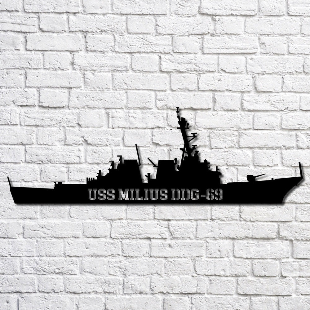 US Navy Metal Sign, Uss Milius Ddg 69 Navy Ship Metal Art, Navy Veteran Metal Sign