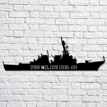 US Navy Metal Sign, Uss Milius Ddg 69 Navy Ship Metal Art, Navy Veteran Metal Sign