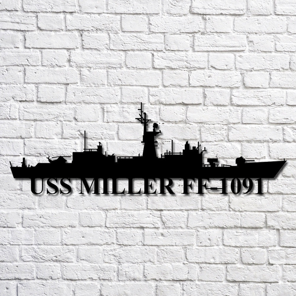 US Navy Metal Sign, Uss Miller Ff1091 Navy Ship Metal Art, Navy Veteran Metal Sign