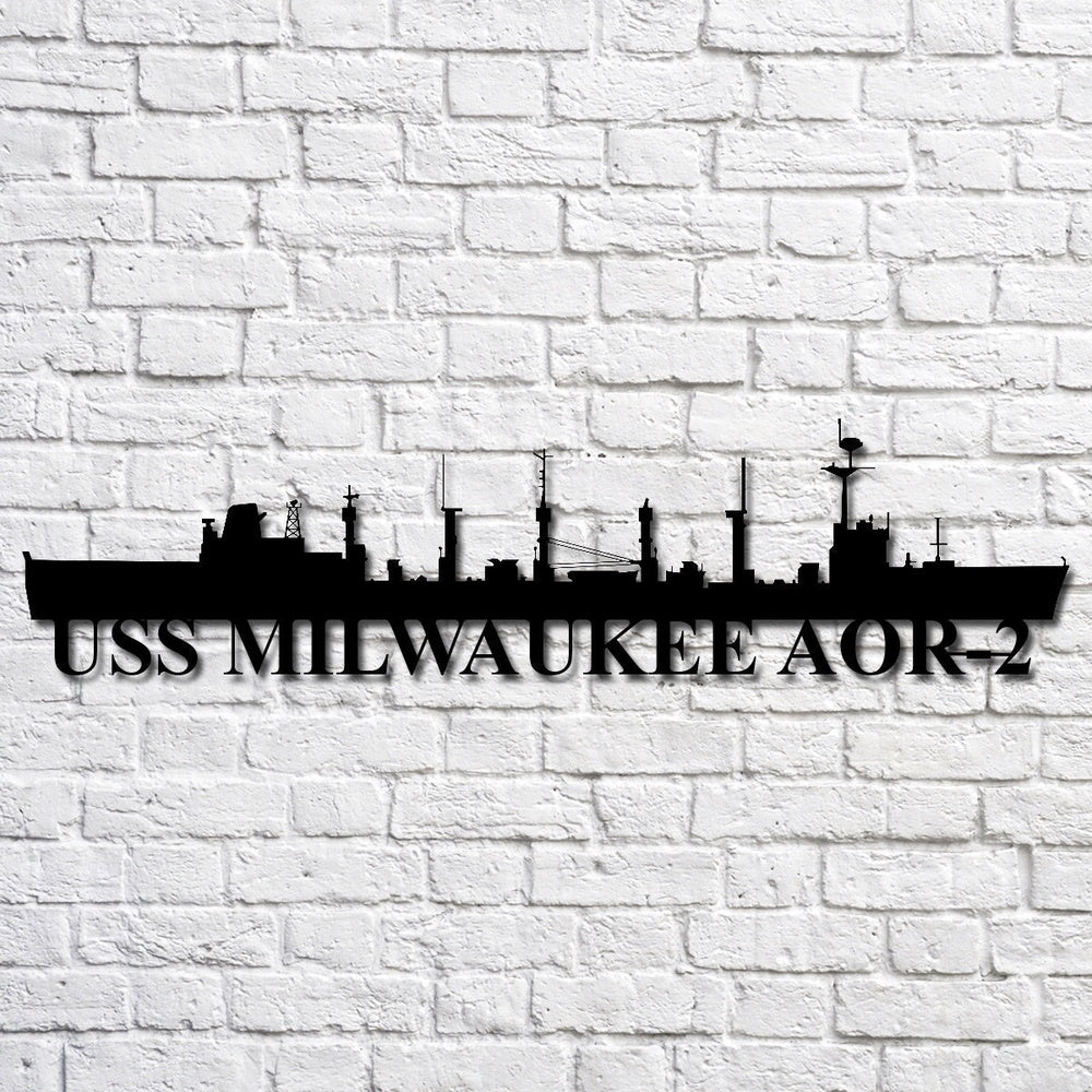 US Navy Metal Sign, Uss Milwaukee Aor2 Navy Ship Metal Art, Navy Veteran Metal Sign