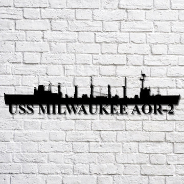 US Navy Metal Sign, Uss Milwaukee Aor2 Navy Ship Metal Art, Navy Veteran Metal Sign