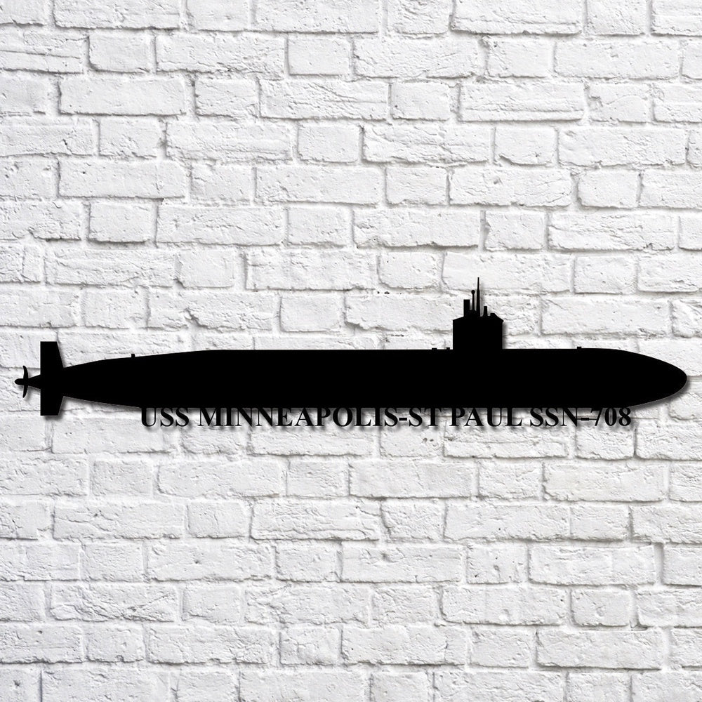 US Navy Metal Sign, Uss Minneapolisst Paul Ssn708 Navy Ship Metal Art, Navy Veteran Metal Sign