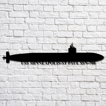 US Navy Metal Sign, Uss Minneapolisst Paul Ssn708 Navy Ship Metal Art, Navy Veteran Metal Sign