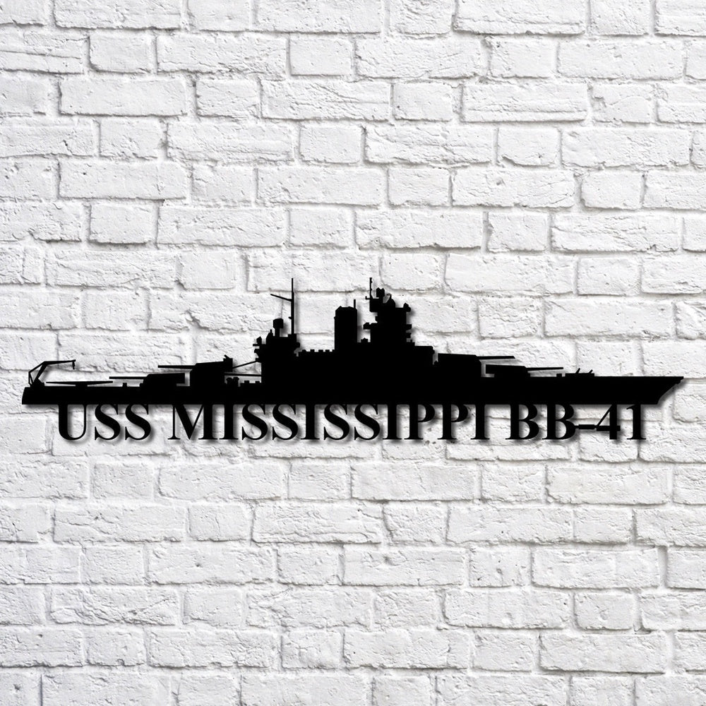US Navy Metal Sign, Uss Mississippi Bb41 Navy Ship Metal Art, Navy Veteran Metal Sign