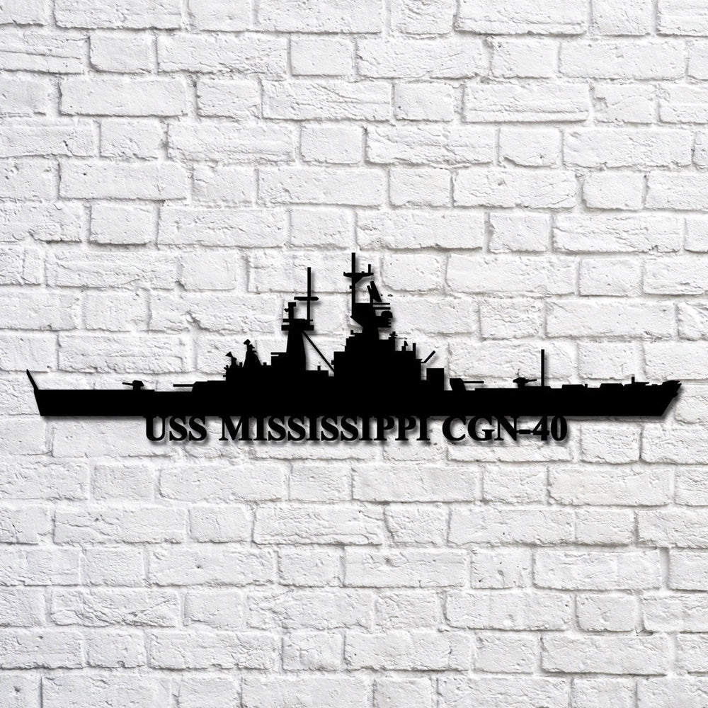 US Navy Metal Sign, Uss Mississippi Cgn40 Navy Ship Metal Art, Navy Veteran Metal Sign