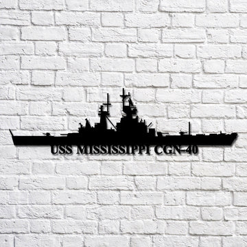 US Navy Metal Sign, Uss Mississippi Cgn40 Navy Ship Metal Art, Navy Veteran Metal Sign