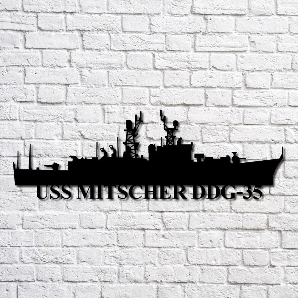 US Navy Metal Sign, Uss Mitscher Ddg35 Navy Ship Metal Art, Navy Veteran Metal Sign