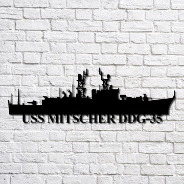 US Navy Metal Sign, Uss Mitscher Ddg35 Navy Ship Metal Art, Navy Veteran Metal Sign