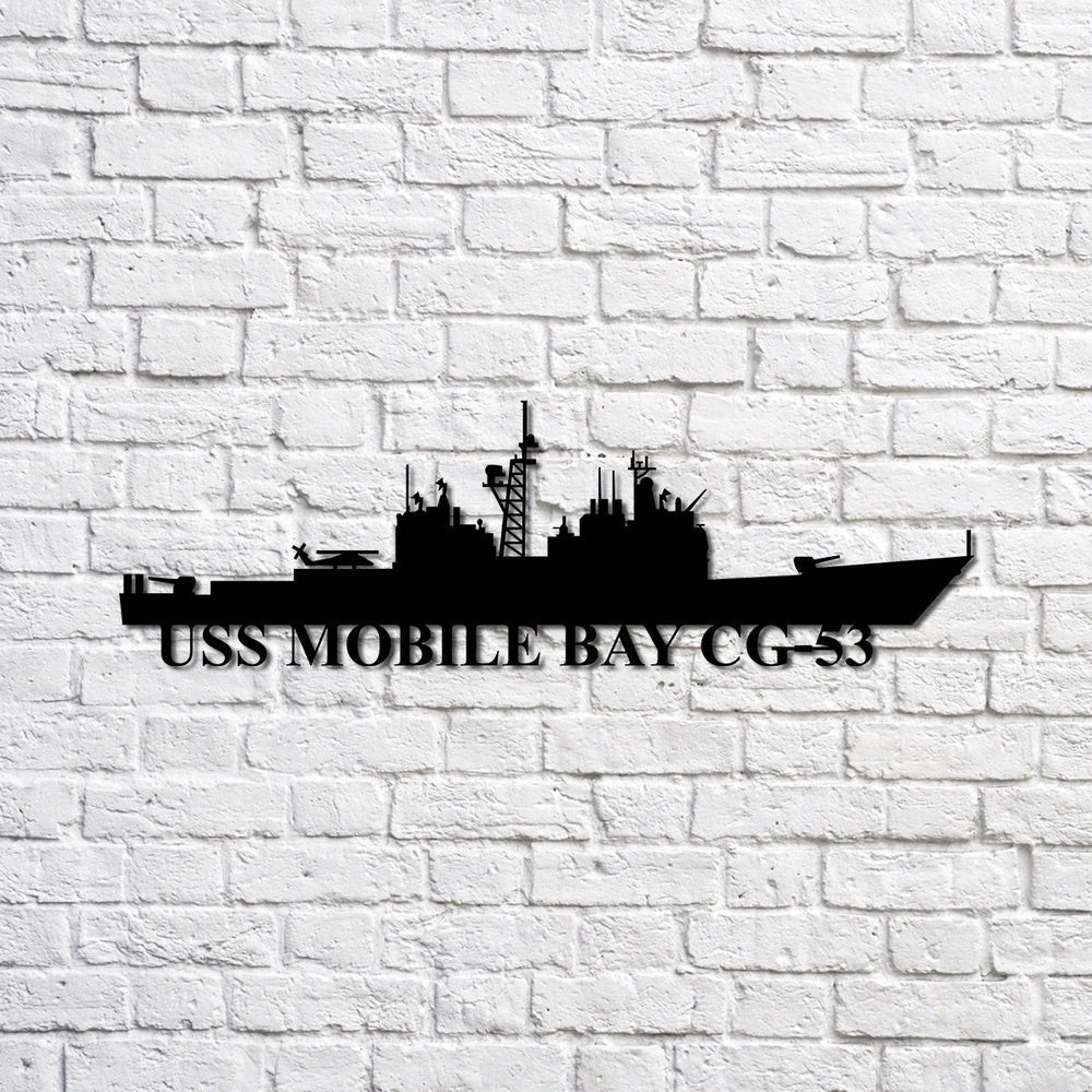 US Navy Metal Sign, Uss Mobile Bay Cg53 Navy Ship Metal Sign, Memory Wall Metal Sign, Navy Veteran Metal Sign