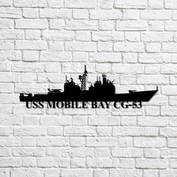 US Navy Metal Sign, Uss Mobile Bay Cg53 Navy Ship Metal Sign, Memory Wall Metal Sign, Navy Veteran Metal Sign