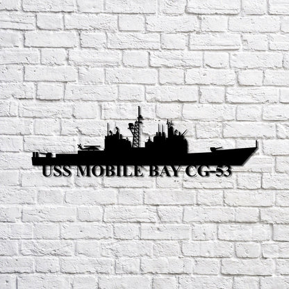 US Navy Metal Sign, Uss Mobile Bay Cg53 Navy Ship Metal Sign, Memory Wall Metal Sign, Navy Veteran Metal Sign
