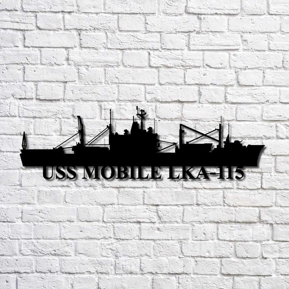 US Navy Metal Sign, Uss Mobile Lka115 Navy Ship Metal Art, Navy Veteran Metal Sign