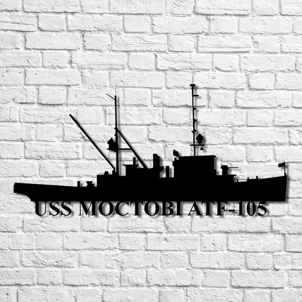 US Navy Metal Sign, Uss Moctobi Atf105 Navy Ship Metal Art, Navy Veteran Metal Sign