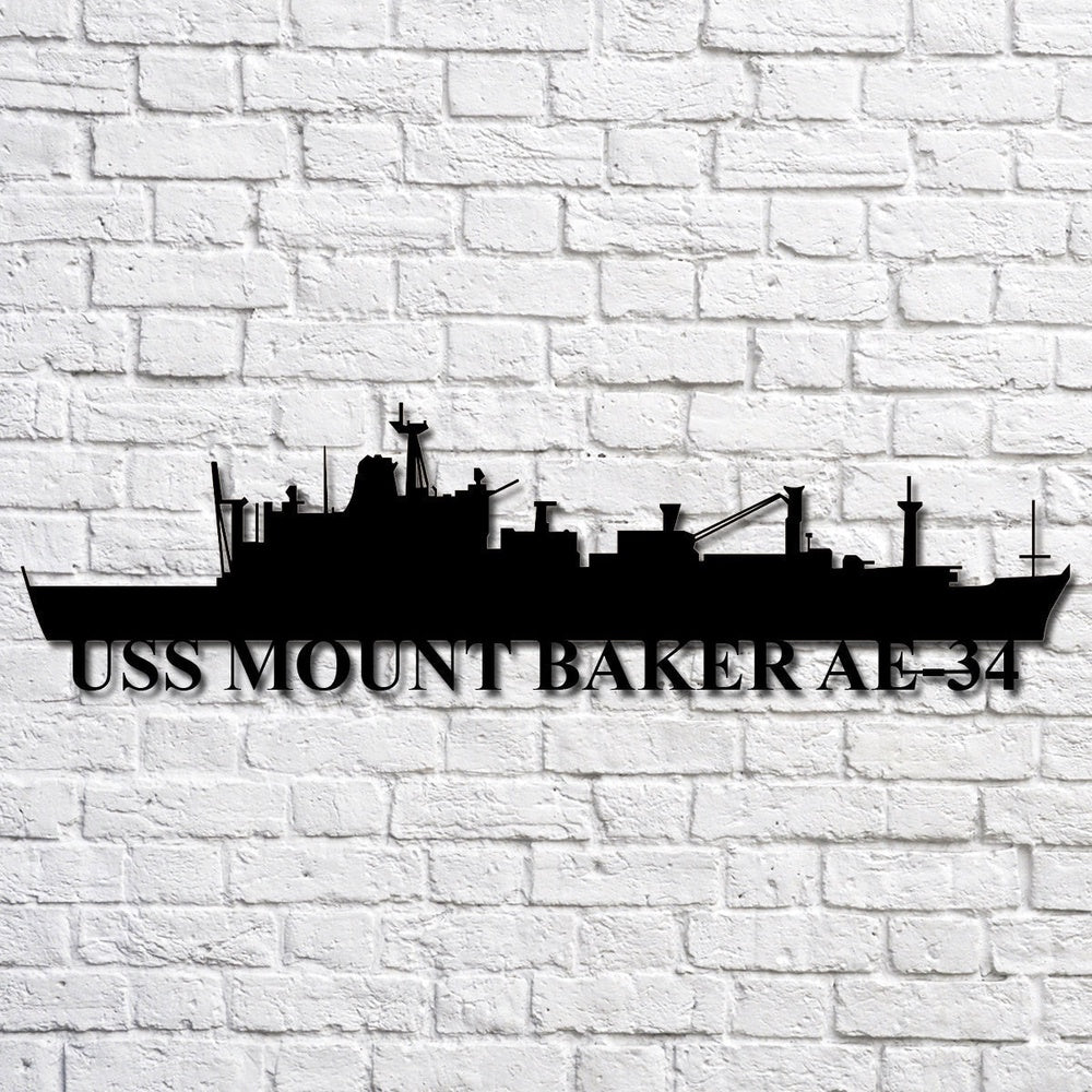 US Navy Metal Sign, Uss Mount Baker Ae34 Navy Ship Metal Art, Navy Veteran Metal Sign