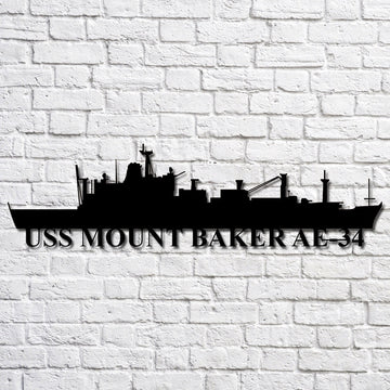 US Navy Metal Sign, Uss Mount Baker Ae34 Navy Ship Metal Art, Navy Veteran Metal Sign