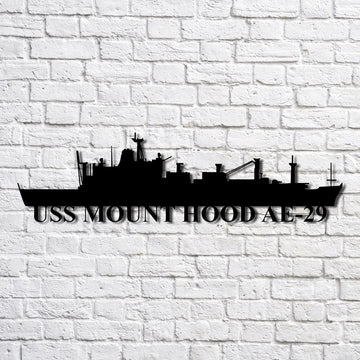 US Navy Metal Sign, Uss Mount Hood Ae29 Navy Ship Metal Art, Navy Veteran Metal Sign