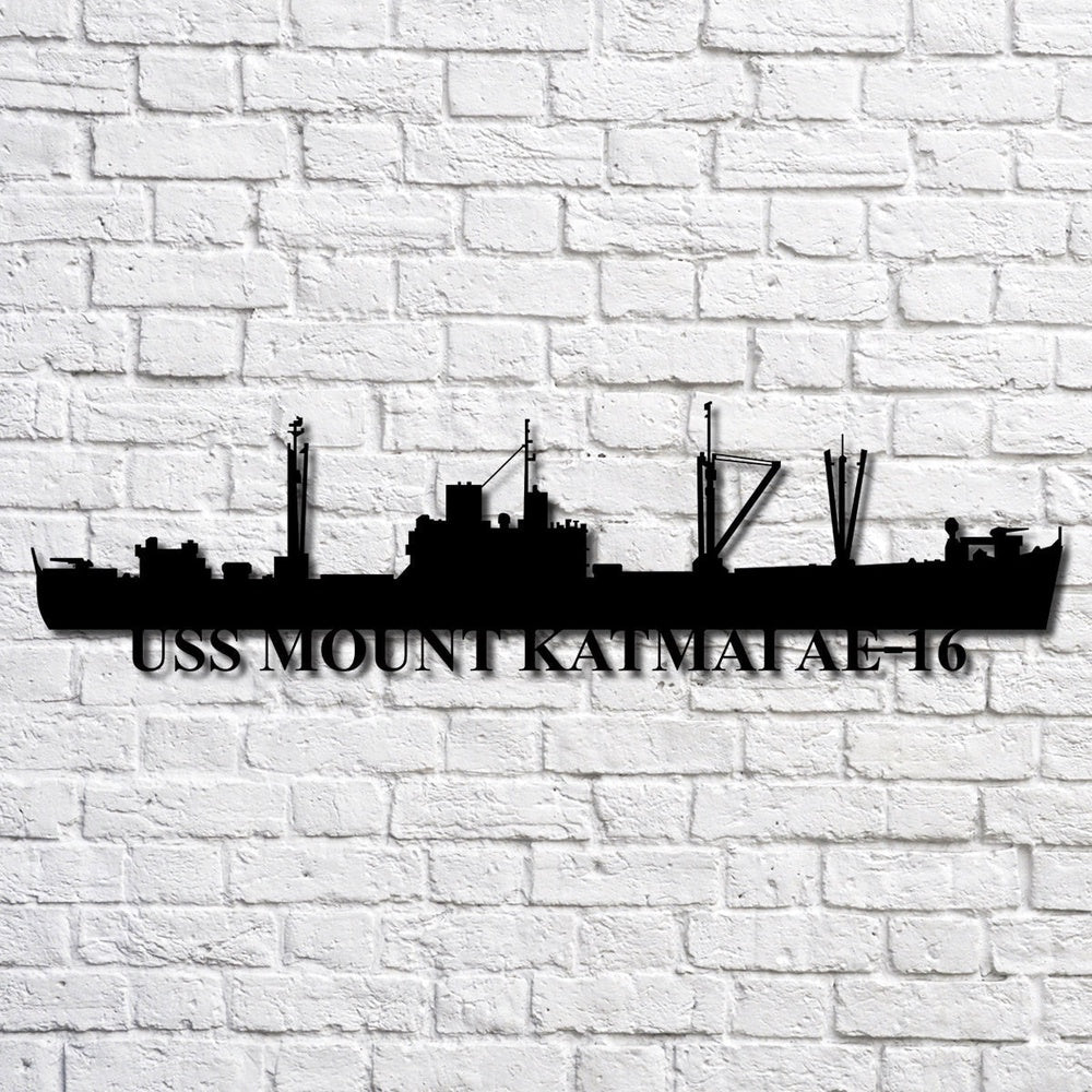 US Navy Metal Sign, Uss Mount Katmai Ae16 Navy Ship Metal Art, Navy Veteran Metal Sign